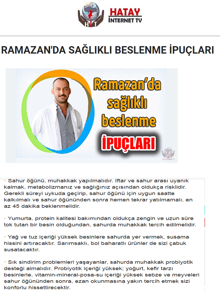 Ramazan da Sağlıklı Beslenme İpuçları